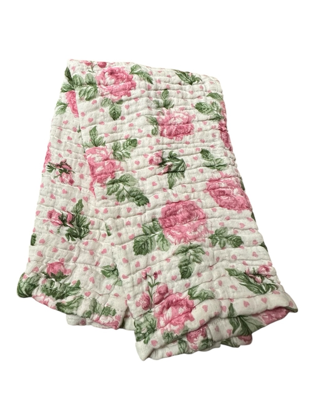 Pink Rose Quilted Tea Towel - Floral Cotton Blend